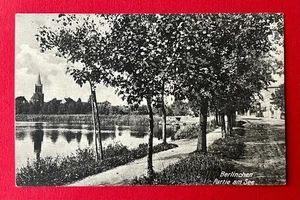 AK BERLINCHEN Neumark 1922 Partie am See mit Blick zur Kirche ( 161186 - Bild 1 von 2