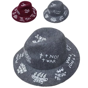 Vintage Fedora Hut Graffiti Wollfilz Fedora Cloche Hut formell Fedora Hut Freizeit - Bild 1 von 11