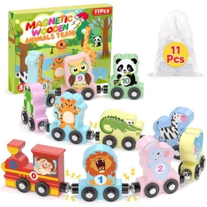 11 Pcs Magnetic Train Set Montessori Toys for 1 2 3 Years Old Toddlers Boys Girl - Picture 1 of 12