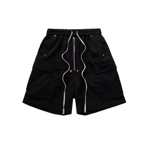 Rick Goth Y2k Owens Cargo Black Waxed Belt Baggy Shorts Pants - Picture 1 of 7