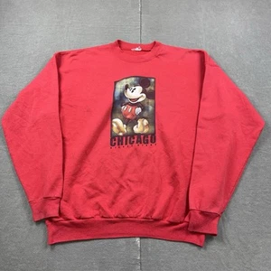 Vintage Disney Sweatshirt Adult Medium Red Chicago Disney Store Crewneck Mickey - Picture 1 of 13
