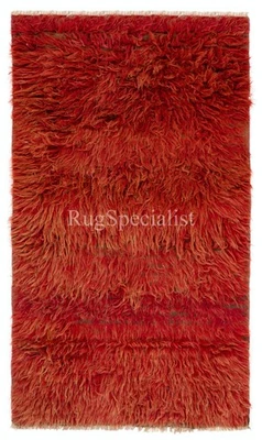 Solid Red Color Handmade Tulu Rug, 100% Wool. Custom Options Available - Image 1 of 4
