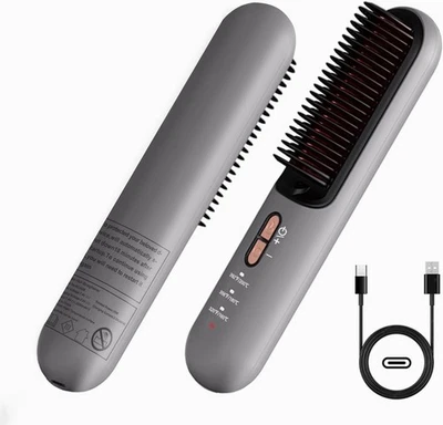 Anion Hair Straightener Brush/Comb Cordless Portable Wireless Negative Ion - Image 1 of 4