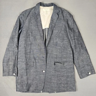 Rag Bone Blazer Mens Medium Jacket Cotton Hemp Blend Twill Blue USA Made *READ  - Image 1 of 4