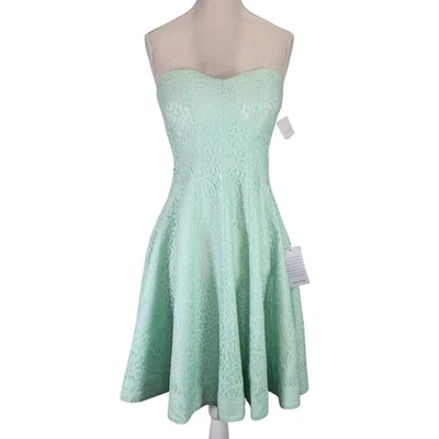 Vestido Donna Morgan Para Mujer 0 Verde Encaje Ajuste y Acampanado Forrado Baile de graduación Boda Nuevo Foto 1 de 4