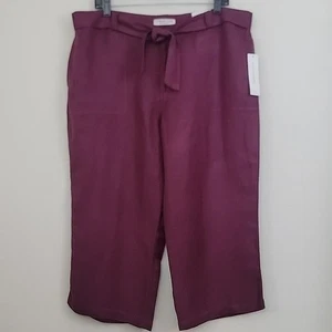 Neu mit Etikett Coldwater Creek Caprihose natürliche Passform tief burgunderrot weites Bein hoher Bund 14 - Bild 1 von 16