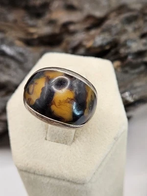 Anillo Vintage Color Ámbar Plata de Ley 925 Talla 6.5 Damas Belleza Natural Foto 1 de 2