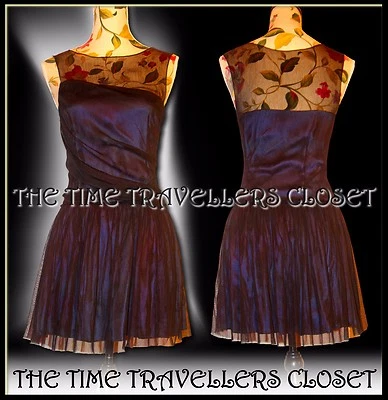 Мини-платье Topshop KATE MOSS темно-синее шелковое черное драпированное тюлевое прозрачное Великобритания 10 38 6 - Изображение 1 из 4