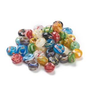 50 Stck. Millefiori Lampwork Europäische Perlen Großloch Rondelle Gemischte Farben 14 mm - Bild 1 von 2