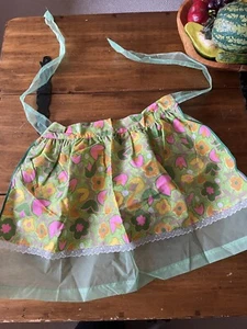Vintage MCM 50s 60s Reversible Half Apron Sheer Organza - Picture 1 of 1