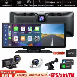 9.26" 2.5K Dash Cam Car Stereo For Apple Carplay&Android Auto GPS +Rear Camera - Picture 1 of 10