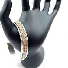 Sterling Silver FAS 925 Woven Cuff Bracelet - 7" Wrist