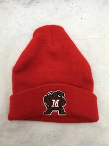 Red Knit Cap / Hat Toboggan UNIVERSITY of MARYLAND "M" with Terrapin SMALL - Picture 1 of 1