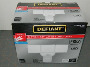 Defiant 270-Watt 240 Degree White Motion Activate Outdoor LED 3 Head Flood Light - Picture 1 of 6