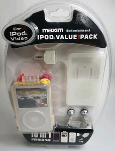 IPOD VIDEO VALUE ACCESSORY PACK WHITE CASE BELT CLIP EARPHONE SEALS SLEEVE AUDIO - Picture 1 of 3