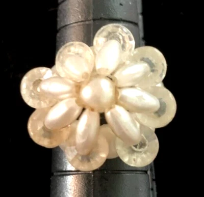 Pretty Faux Freshwater Pearl Cocktail Ring size 6 - Image 1 of 4