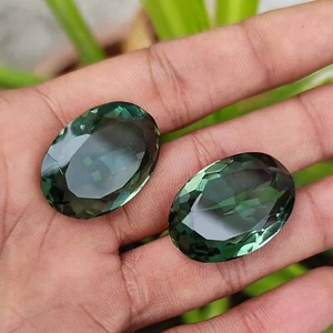 Natürlicher 89 kt zertifizierter ovaler grüner Amethyst Edelstein passendes Paar - Bild 1 von 8