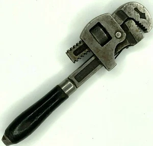 Stillson Walworth #8 Wood Handle Monkey Adjustable Pipe Wrench Good Condition - Picture 1 of 10