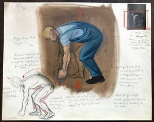 INCREÍBLE ARTE ORIGINAL VINTAGE PINTURA ARTISTA BOCETO OBRAS DE ARTE PLANOS DE DIBUJO - Imagen 1 de 1