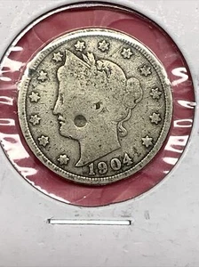 1904 “V” Nickel Error Cheek Struck Through US Liberty Rare - Picture 1 of 4