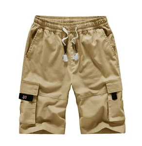 Summer Men's Cotton Loose Large Size Multi-bag Casual Elastic Waist Shorts - Picture 1 of 31