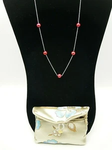 Collectible Honora White Red Necklace Sterling Silver 18"-20" Adjustable - Picture 1 of 3