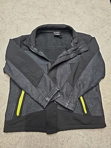 Abrigo resistente a la intemperie para niños jóvenes negro con detalles verde lima talla M - Imagen 1 de 10