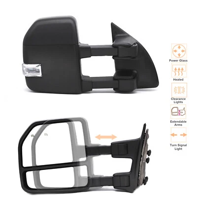 Par de espejos retrovisores de remolque eléctricos para Ford F-250 F-350 F-450 F-550 Super Duty 1999-2015 Foto 1 de 4