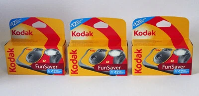 3 x THREE Kodak Fun Flash Disposable SUC Camera 27exp. + 12 FREE = 39exp UK BNIP - Image 1 of 4