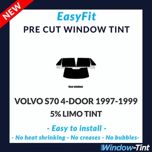 EasyFit Static Pre Cut Window Tint For Volvo S70 4-door 1997-1999 - 5% Limo Rear - Picture 1 of 3