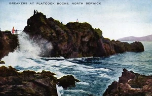 North Berwick East Lothian Postcard C1920 Scotland Breakers at Platcock Rocks - Picture 1 of 2