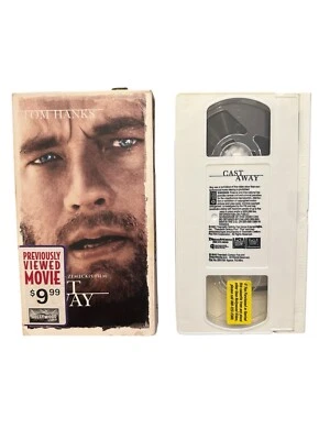 Cast Away (VHS/VCR Tape, 2001) Tom Hanks Survival Drama White Tape - Image 1 of 4