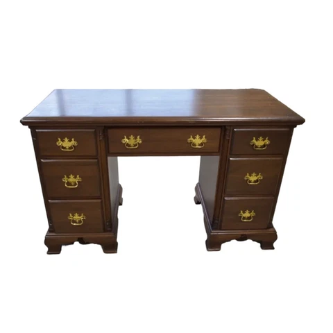 Vintage Chippendale Solid Mahogany Kneehole Desk by Hungerford Furniture Co Cover