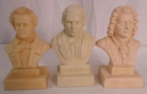 Halbe 4" Vintage Statuette Composer Schumann, Bach, & Schubert Heads - Picture 1 of 11
