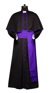 Catholic Black Roman Cassock with Shoulder Cape - Single Breasted Cassock - Picture 1 of 2