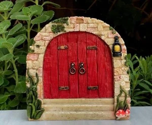 Cobblestone Red Fairy Door Miniature Enchanted Garden Resin Figurine NIB - Picture 1 of 1