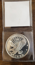 1985 Sunshine Mining Eagle 1oz 999 FINE Silver Vintage art bar round Coin