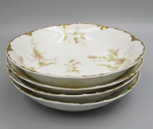 4 Haviland Fruit/Sauce Dishes - Pink Daisies & Thistles - Schleiger 41C - Picture 1 of 4