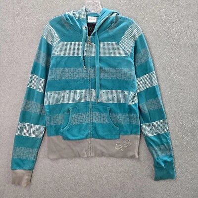 Fox Girls Women Sweatshirt Large Blue Hoodie Full Zip Motocross BMX Skater Y2K - Image 1 of 4