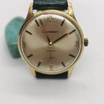 Vintage Cortebert Incabloc Swiss Made Wrist Watch  Cal 3333 Green Leather Band - Image 1 of 4