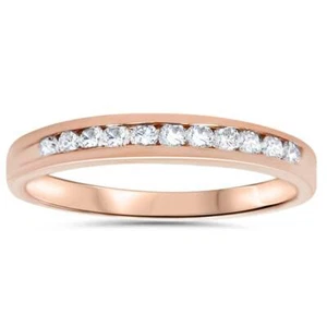 0.30 ct 14K Gold Round Diamond Ladies Anniversary Wedding Band Stackable Ring - Picture 1 of 4
