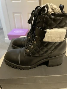 KG Kurt Geiger Tata Black Faux Leather Quilted Ankle Boots 39 bnib 6 - Picture 1 of 7