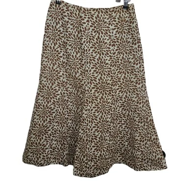 Kim Rogers 100% Linen Women's Skirt Size 6P Floral Brown Petite A-Line Lined  - Image 1 of 4