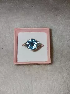 Size 8 Sterling Ring Made With Aquamarine Color Crystal From Swarovski (869) - Picture 1 of 20