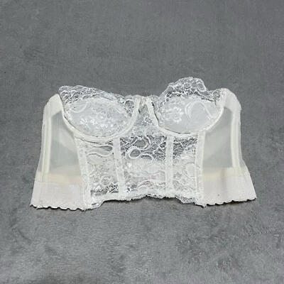 Винтажный женский бюстгальтер-бюстье Cabernet 36A белый кружевной на косточках без бретелек - Изображение 1 из 4