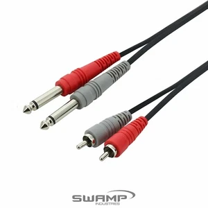 SWAMP Dual 1/4" Jack to RCA Cable - Stereo 6.5mm to 2x Phono - Picture 1 of 10