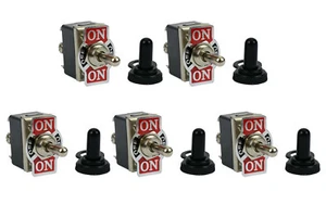 5 pc 20A 125V Toggle Switch (ON)-OFF-(ON) DPDT 6 Terminal Momentary 2 SIDE+Boot - Imagen 1 de 5