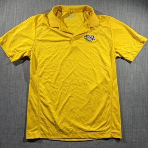 LSU Tigers Shirt Mens Medium Gold NCAA Football Nike Dri-FIT Golf Polo Tiger Eye - Picture 1 of 7