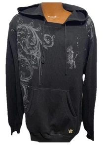 Mens Akademiks Zip Front Hooded Sweater Size 2XL Black - Picture 1 of 5