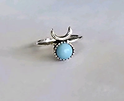 ANILLO TURQUESA LUNA MEDIA LUNA TITANIO CALIDAD PLATA NUEVO TALLA 5 Foto 1 de 2